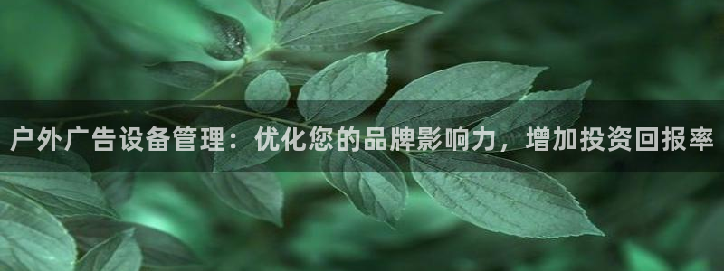 杏宇平台总代理是谁：户外广告设备管理：优化您的品牌影响力，增加投资回报率