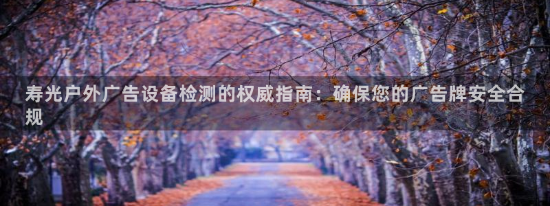 杏宇平台注册登录：寿光户外广告设备检测的权威指南：确保您的广告牌安全合
规