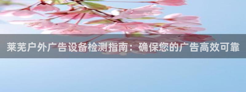 杏宇平台总代理电话：莱芜户外广告设备检测指南：确保您的广告高效可靠