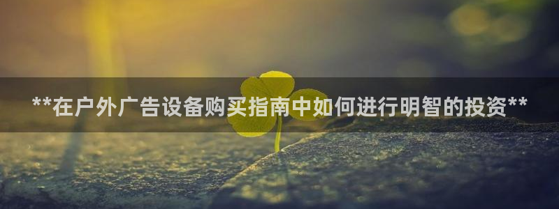 杏宇平台提现为什么这么久呢：**在户外广告设备购买指南中如何进行明智的投资**