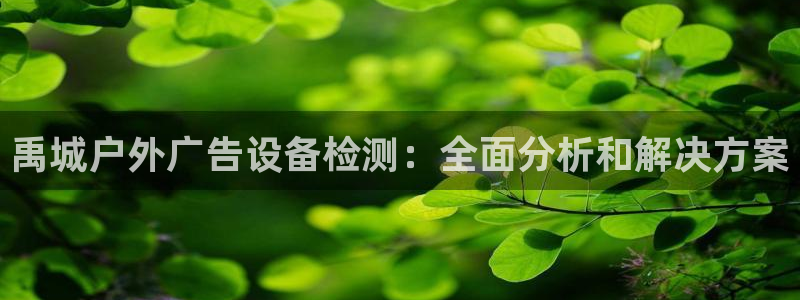 杏宇平台客服：禹城户外广告设备检测：全面分析和解决方案