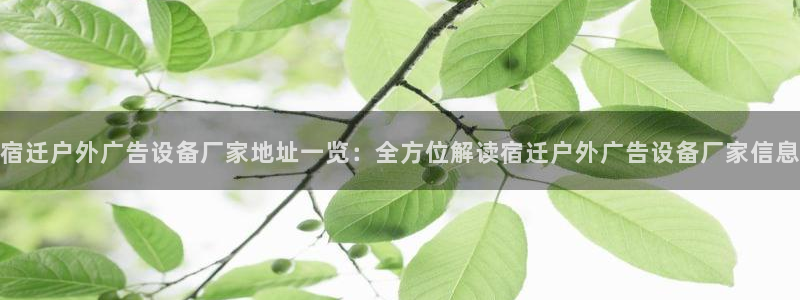 杏宇平台注册地址：宿迁户外广告设备厂家地址一览：全方位解读宿迁户外广告设备厂家信息