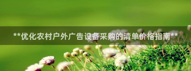 杏宇平台客服：**优化农村户外广告设备采购的清单价格指南**