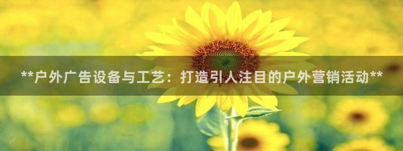 杏宇平台登录方法：**户外广告设备与工艺：打造引人注目的户外营销活动**